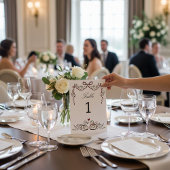 ロマンティックなスワン&リボンテーブルナンバーカード テーブルナンバー