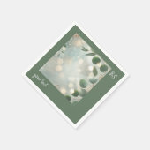 ロマンティックなセージグリーンのユーカリのウェディング スタンダードカクテルナプキン (角)