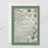 ロマンティックなセージグリーンのユーカリのウェディング 招待状 (正面)