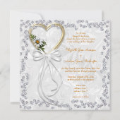 ロマンティックなダイジー、ダイヤモンド & ホワイトリボンのウェディング 招待状 (裏面)