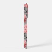 ロマンティックなダスティピンクの芍薬グレー花柄 iPhoneケース (右側面)