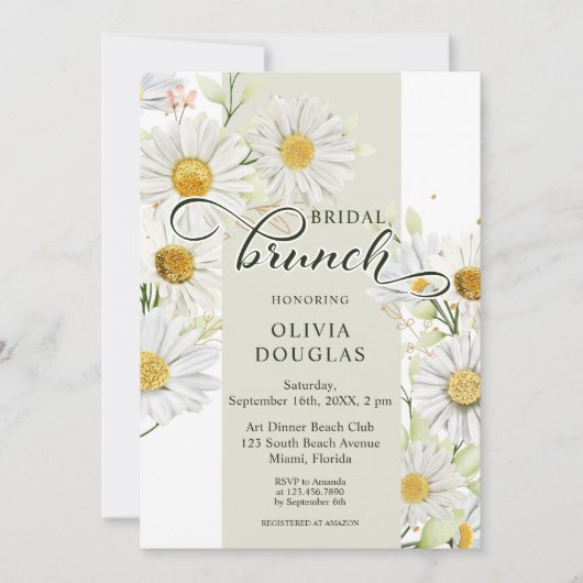 ロマンティックなダリアの植物学的花のブライダルシャワー 招待状 (正面)