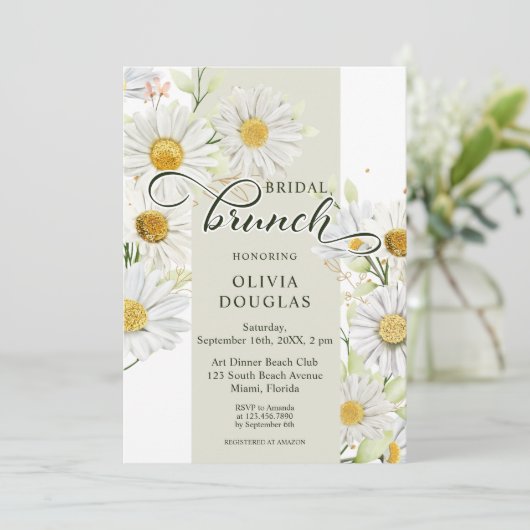 ロマンティックなダリアの植物学的花のブライダルシャワー 招待状 (スタンド正面)