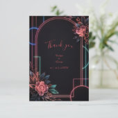 ロマンティックなネオンの花嫁入場門の光 サンキューカード (スタンド正面)
