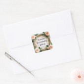 💐 ロマンティックなバラとユーカリの結婚式アート 💐 スクエアシール (封筒)