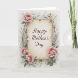 ロマンティックなバラのマザーズデー ヴィンテージ フラワーデザイン シーズンカード