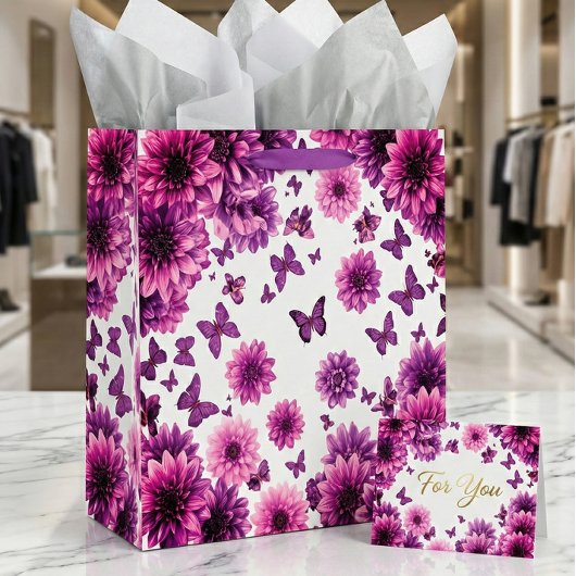 ロマンティックなバラの花柄 ラージペーパーバッグ