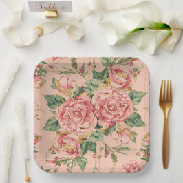 ロマンティックなバレンタインデーと可愛らしい薔薇 ペーパープレート