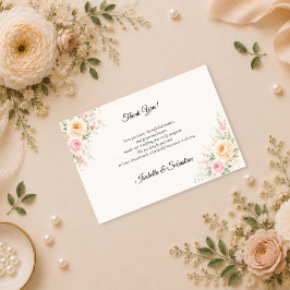 ロマンティックなパステルフラワーの結婚式 サンキューカード