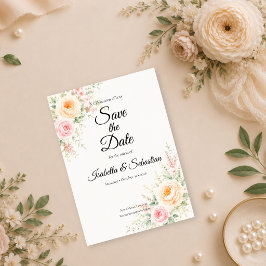 ロマンティックなパステルフラワーの結婚式 セーブザデート