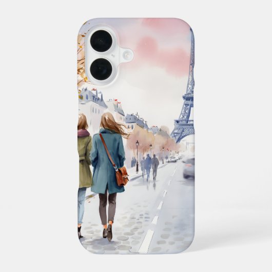ロマンティックなパリの街並みプリント iPhone 16ケース (裏面)
