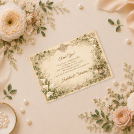 ロマンティックなビンテージカラーのユリの結婚式 サンキューカード