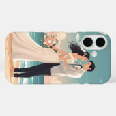 ロマンティックなビーチウェディング - 愛に満ちた花嫁と花婿 Case-Mate iPhoneケース (裏面 (横))