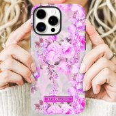 ロマンティックなピンクとラベンダー名前ケース Case-Mate iPhoneケース