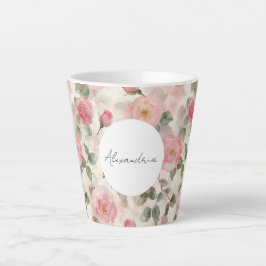 ロマンティックなピンクのバラの花 カフェラテマグ