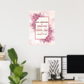 ロマンティックなピンクの桜 結婚記念の肖像画 ポスター (ホームオフィス)