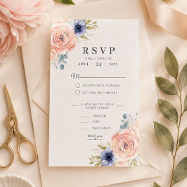 ロマンティックなピンクの芍薬の結婚式RSVPカードテンプレート 出欠カード