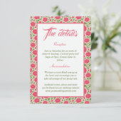ロマンティックなピンクの花の結婚式の詳細 エンクロージャーカード (スタンド正面)