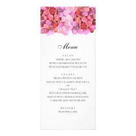 ロマンティックなピンクの花 フクシアの結婚式ディナーメニュー ラックカード
