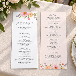 ロマンティックなピーチの花と野花の結婚式 プログラム