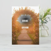 ロマンティックなフラワーリングのウェディング　招待状背景 セーブザデート (スタンド正面)