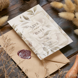 ロマンティックなベージュの芍薬 フラワーベース ヴィンテージ 秋のウェディング セーブザデート