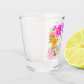 ロマンティックなモノグラムの芍薬 ガーデン ショットグラス (左)
