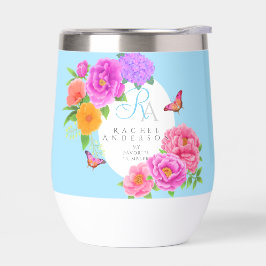 ロマンティックなモノグラムの芍薬 青い庭