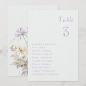 ロマンティックなライラックの花の結婚式テーブル席次表 招待状 (正面/裏面)