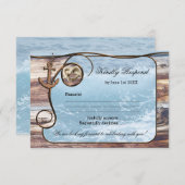 ロマンティックなラスティック ネイビー ウェディング RSVP カード (正面/裏面)