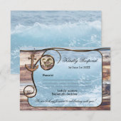 ロマンティックなラスティック ネイビー ウェディング RSVP カード (正面/裏面)