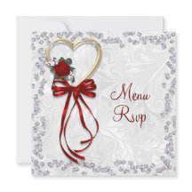 ロマンティックなローズ、ダイヤモンド & レッドリボン ウェディング