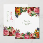ロマンティックなヴィンテージのバラとブルーバードの結婚式RSVP 招待状 (正面/裏面)