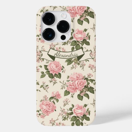 ロマンティックなヴィンテージのバラの花 フローラルパターン Case-Mate iPhoneケース (裏面)