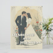 ロマンティックなヴィンテージ結婚式のカップルアート (スタンド正面)