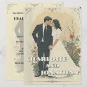 ロマンティックなヴィンテージ結婚式のカップルアート (正面/裏面)