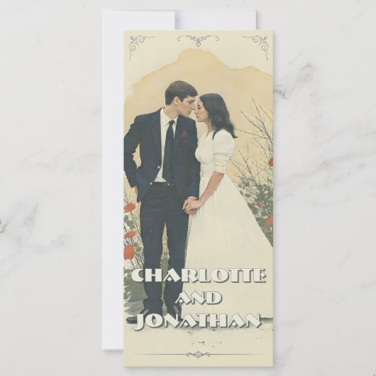 ロマンティックなヴィンテージ結婚式のカップルアート (正面)