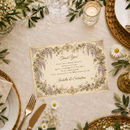 ロマンティックなヴィンテージ藤の結婚式 サンキューカード