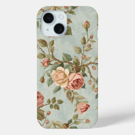 ロマンティックなヴィンテージ ローズ ガーデン iPhone 15ケース