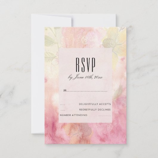 ロマンティックな夢のような花嫁RSVP 出欠カード (正面)