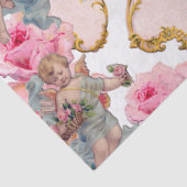 ロマンティックな天使がピンクのバラを集めている 薄葉紙 (詳細)