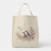ロマンティックな恋する小鳥と桜の枝 トートバッグ (裏面)
