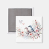 ロマンティックな恋する小鳥 桜の枝 マグネット (正面/裏面)