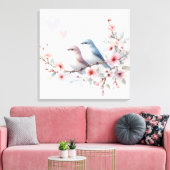 ロマンティックな恋愛の鳥 桜の枝 キャンバスプリント (インサイチュ (リビング))