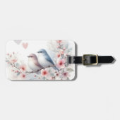 ロマンティックな恋愛バードの桜の枝 ラゲッジタグ (正面横)