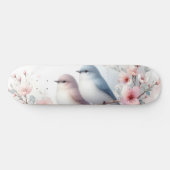 ロマンティックな恋愛バード 桜の枝 スケートボード (横)