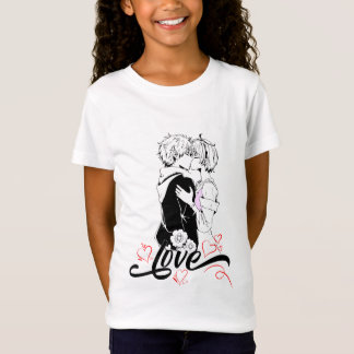 ロマンティックな愛のカップルのキス バレンタインデザイン Tシャツ