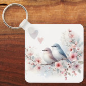 ロマンティックな愛の鳥 桜の枝 キーホルダー (正面)