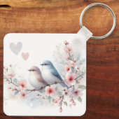 ロマンティックな愛の鳥 桜の枝 キーホルダー (裏面)