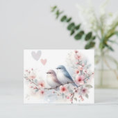 ロマンティックな愛の鳥 桜の枝 シーズンポストカード (スタンド正面)